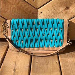 Nine West Unique Turquoise Woven ZigZag Handbag